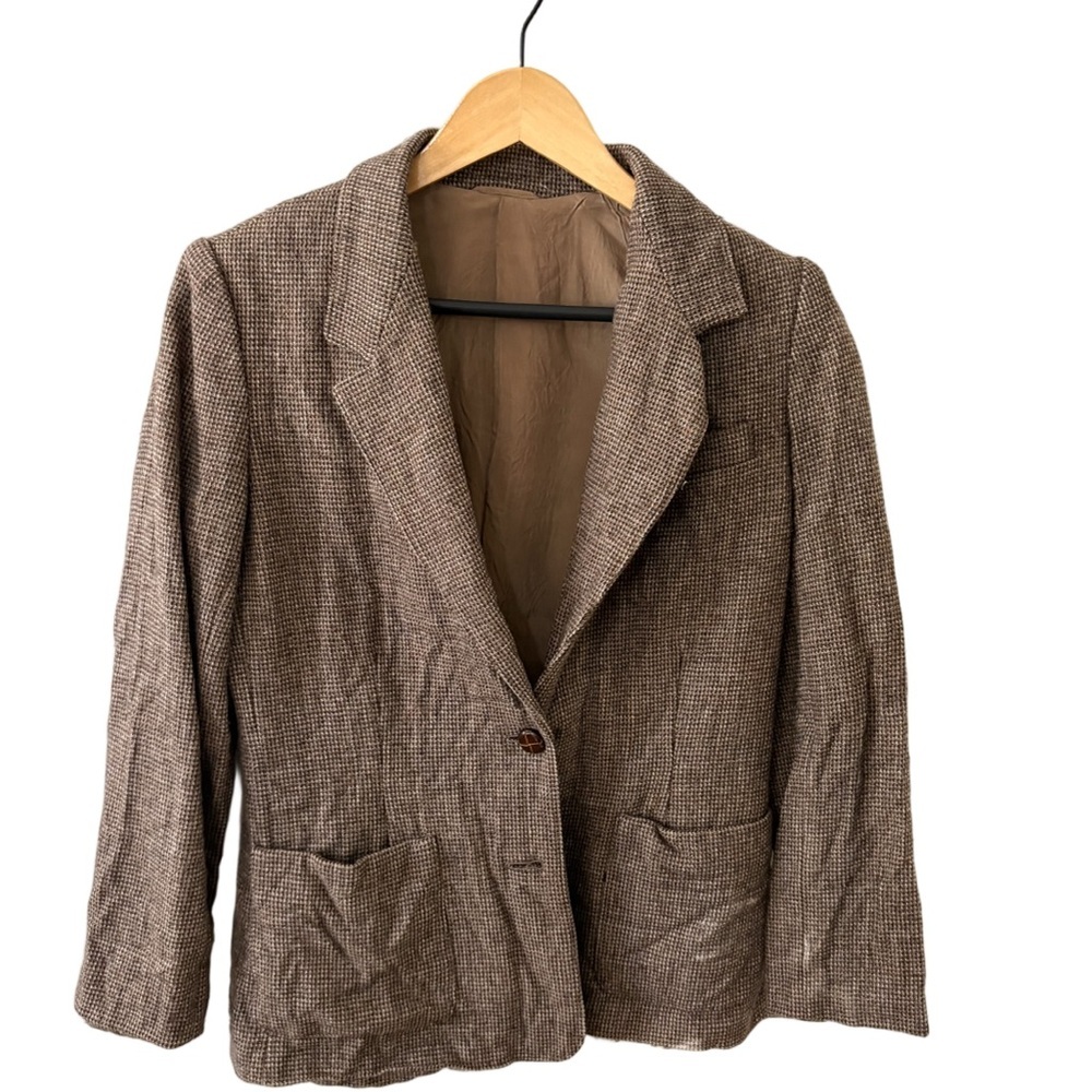 Vintage The Fashion Place by Sears Wool Blend Blazer | Brown Tweed Jacket